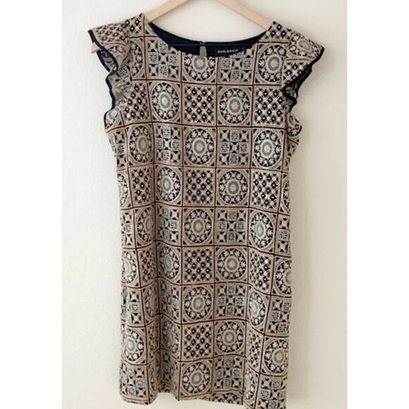 Anthropologie Antik Batik Embroidered sheath dress flutter cap sleeves size MP - Picture 2 of 7